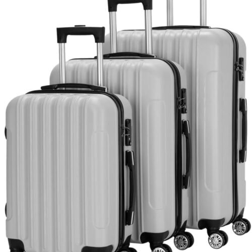 Luggage Set of 3 Hardside Carry on Suitcase Sets with Spinner Wheels &  lock, Portable Lightweight ABS Luggages for Travel, BusinessGrey (20/24/28)