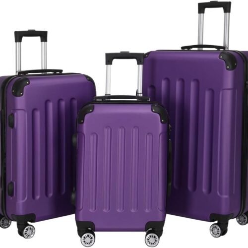 Luggage Sets 3 Piece with 4 Universal Wheels, Trolley Case Sets Portable and Lightweight Expandable Hard Shell Suitcase Set with  Lock Durable 20"/24"/28" Purple