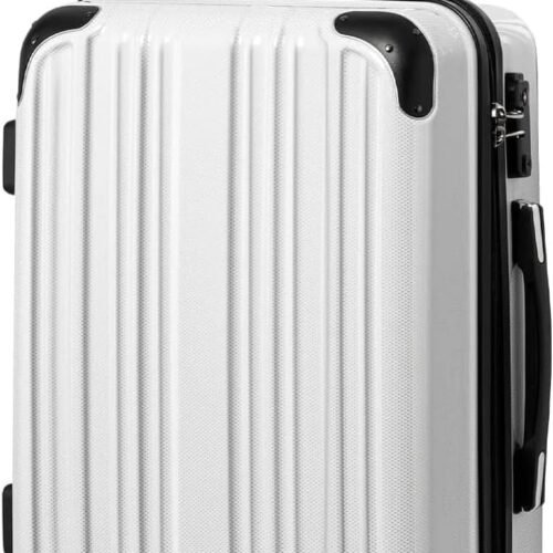 Luggage Expandable(only 28") Suitcase PC+ Spinner 20in 24in 28in Carry on (white grid new, S(20in)_carry on)