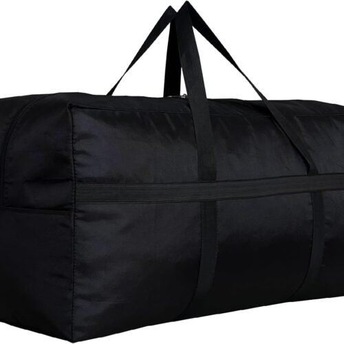 Extra Large Storage Duffle Bag with Zippers and Handles, Black Big Foldable Duffle Bag for Travel-130L