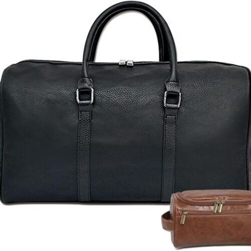men Business Travel Bag, Adjustable Large Capacity Carry on Duffel Bag, PU Leather, Waterproof Weekender Bag, Night Bag for Men and Women