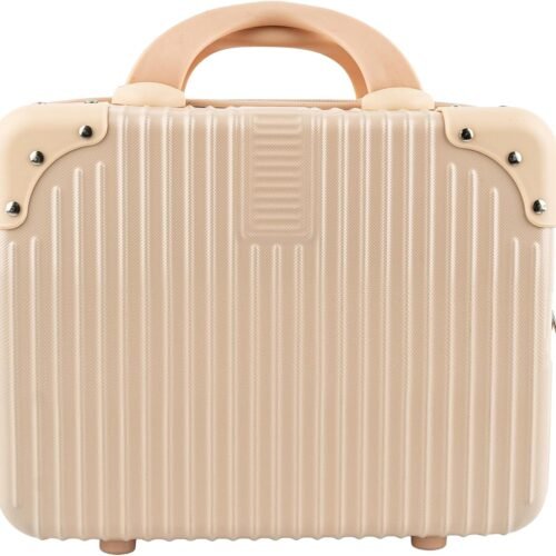 , Portable Hard Shell Cosmetic Suitcase Makeup Travel Case Pink, Pink, 1 Pack