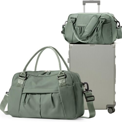 and  Women Travel Duffel Bag Cabin Bags, Sports Bag Gym Bag with Shoe Compartment Weekend Bag, Hospital Bag, A3 Army Green, 40x20x25
