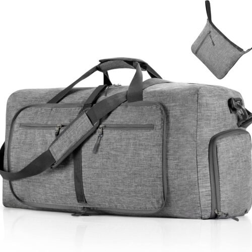 Travel Duffle Bag for Men, 65L 85L 115L Foldable Travel Duffel Bag with Shoes Compartment Overnight Bag for Men Women, A Gray, 65L, Foldable